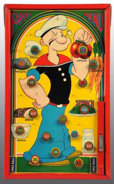 Appraisal: Tin Litho Popeye Menu Marble Game in Orig Box Description