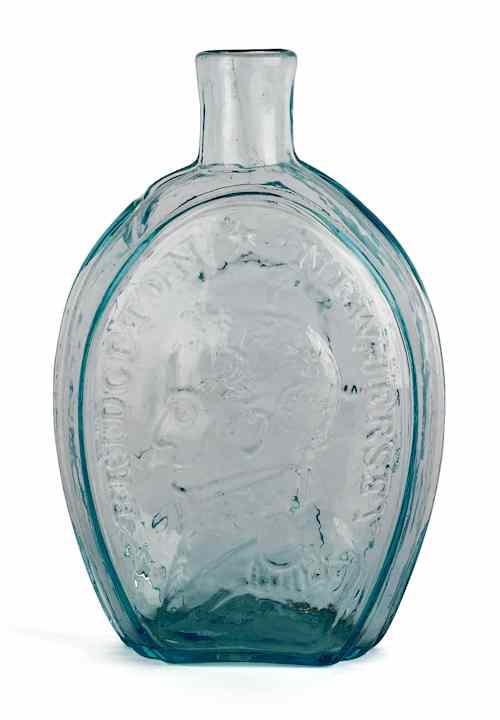 Appraisal: Bridgeton New Jersey and Washington bust aqua flask ca h