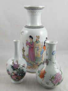 Appraisal: Three Chinese famille rose vases largest cm one chipped one