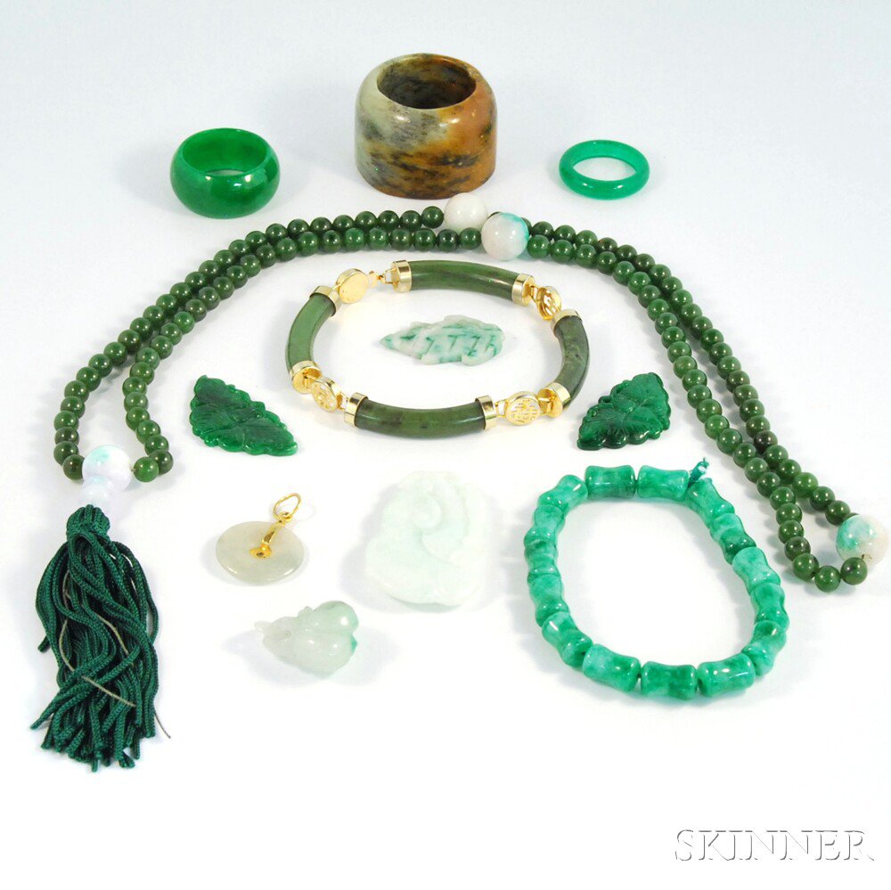 Appraisal: Small Group of Asian Hardstone and Jade Jewelry including several