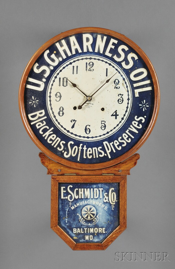 Appraisal: Oak Advertising Wall Clock by the Baird Clock Company Chicago