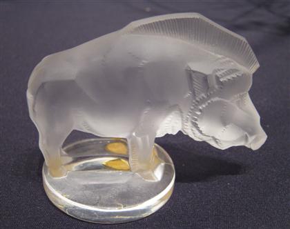 Appraisal: Lalique 'Sangliers' pattern glass car mascot early th century H