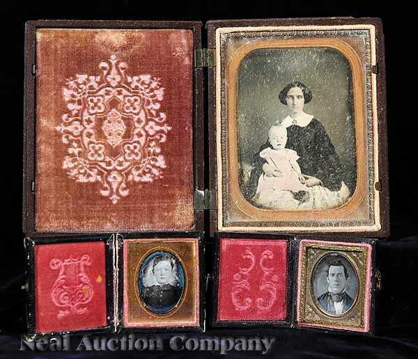 Appraisal: Cased Images a group of three daguerreotypes consisting of a