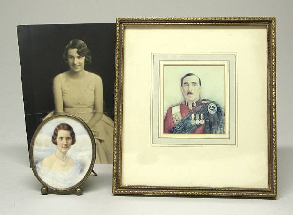 Appraisal: Two miniature portraits Major A J A Douglas - and