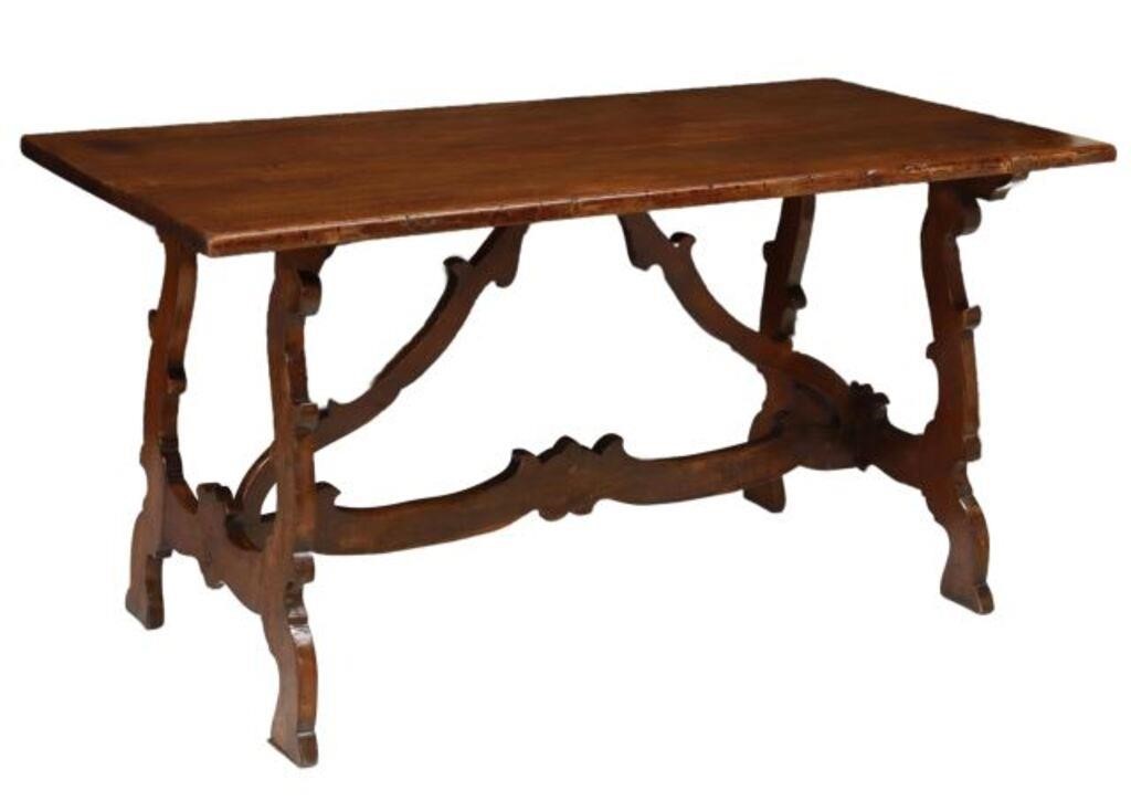 Appraisal: Spanish Baroque style walnut table early th c two-board tabletop