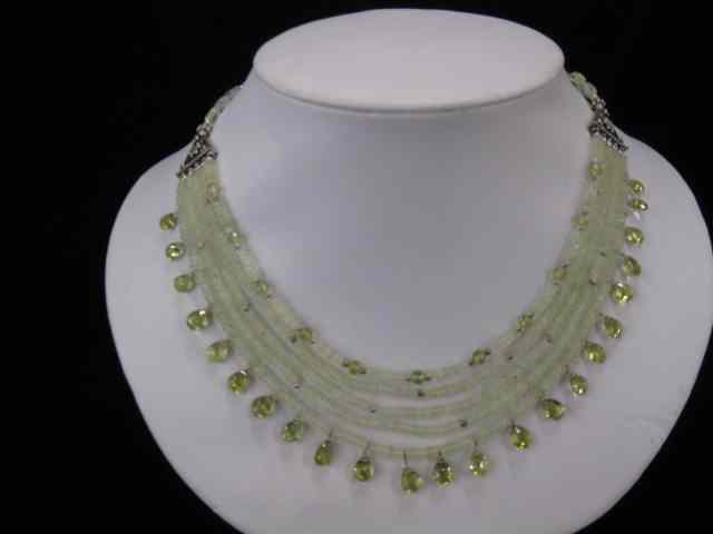 Appraisal: Peridot Necklace five strands of gem beads with bottom strand