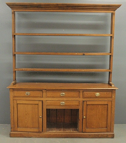 Appraisal: - Two-part pine open Dutch cupboard h x w x