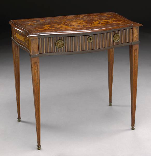 Appraisal: A Dutch Neoclassical marquetry side table circa The rectangular serpentine