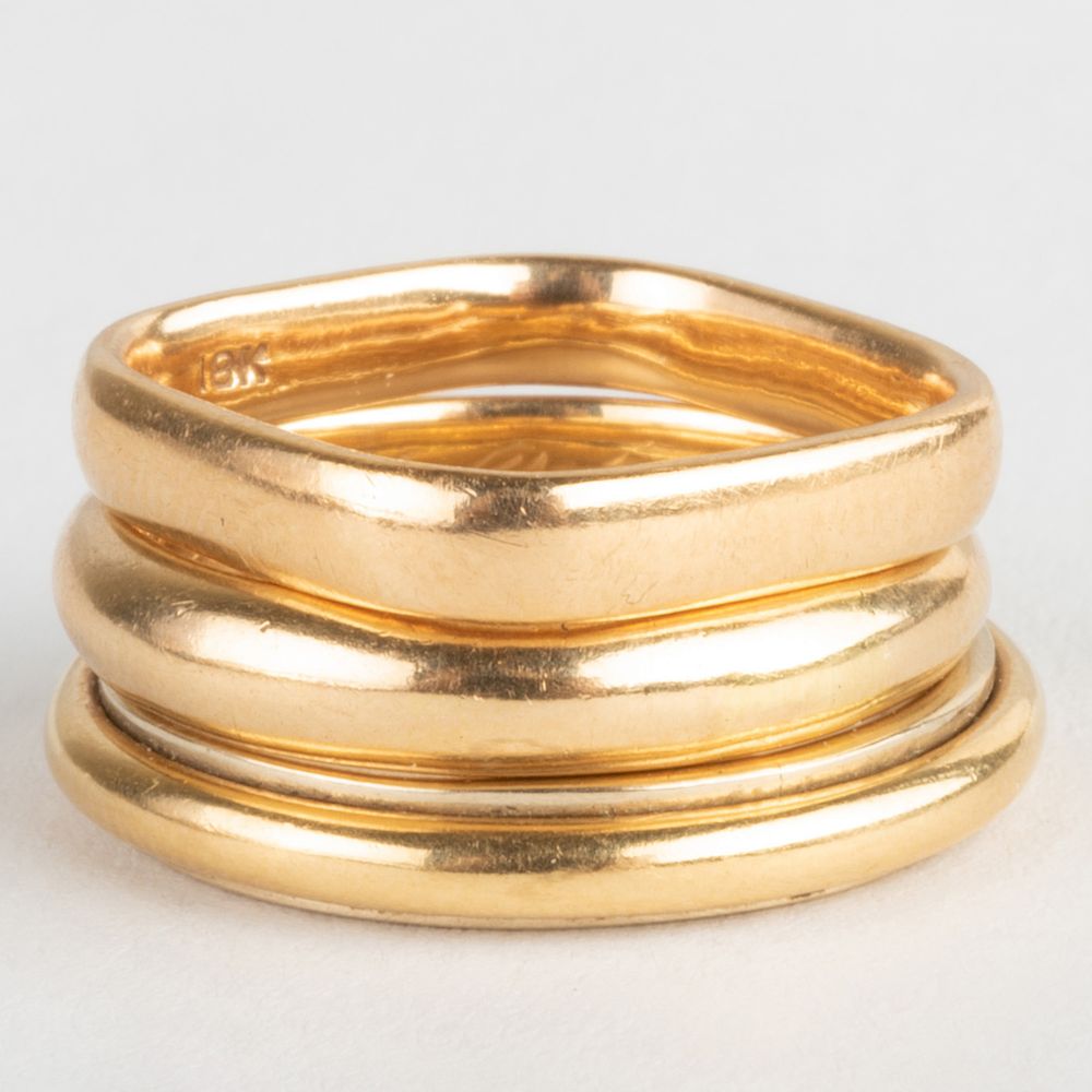 Appraisal: Three k Gold Band Rings Three k Gold Band Rings