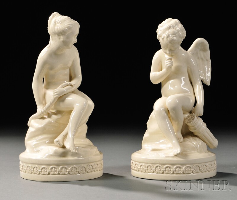 Appraisal: Pair of Wedgwood Queen's Ware Cupid and Psyche Figures England