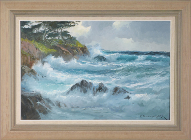 Appraisal: ALEXANDER A DZIGURSKI OIL ON CANVAS California - Rocky surf