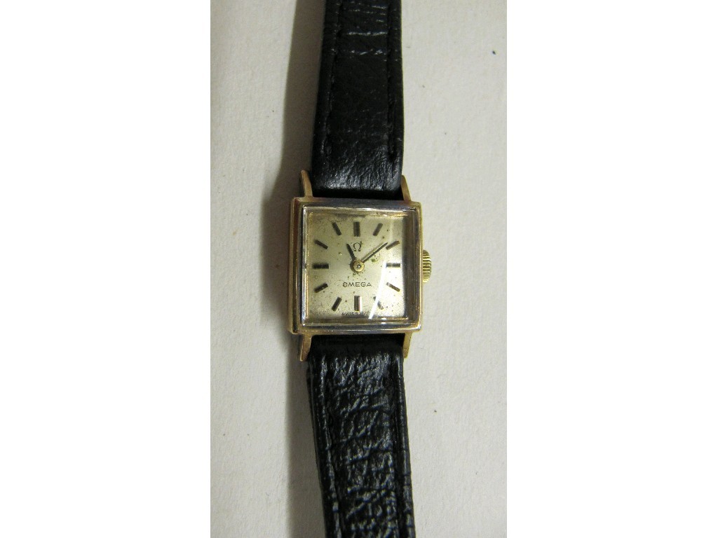 Appraisal: Ladies 's ct gold Omega wrist watch with black leather