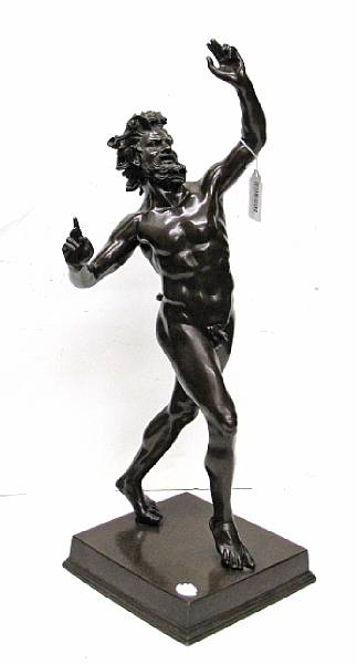 Appraisal: A patinated bronze figure of the Dancing Faun after the