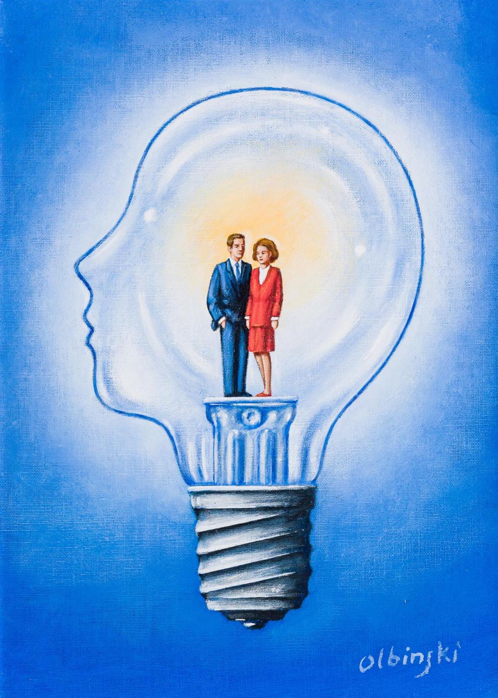 Appraisal: RAFAL OLBINSKI Polish American b Power Couple oil on canvas