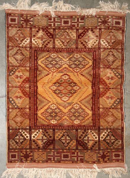 Appraisal: A part silk Afghan rug size approximately ft in x