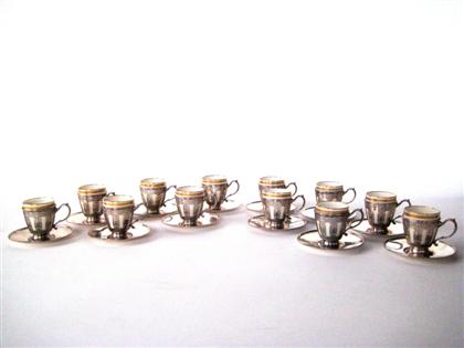 Appraisal: Sterling silver demi-tasse cup and saucer service by Tiffany Co