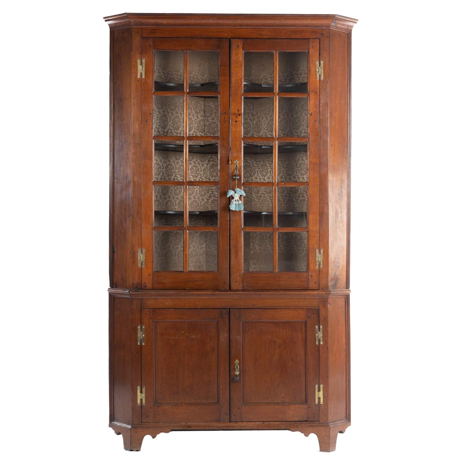 Appraisal: FEDERAL WALNUT CORNER CUPBOARD Mid-Atlantic states circa - large two-piece