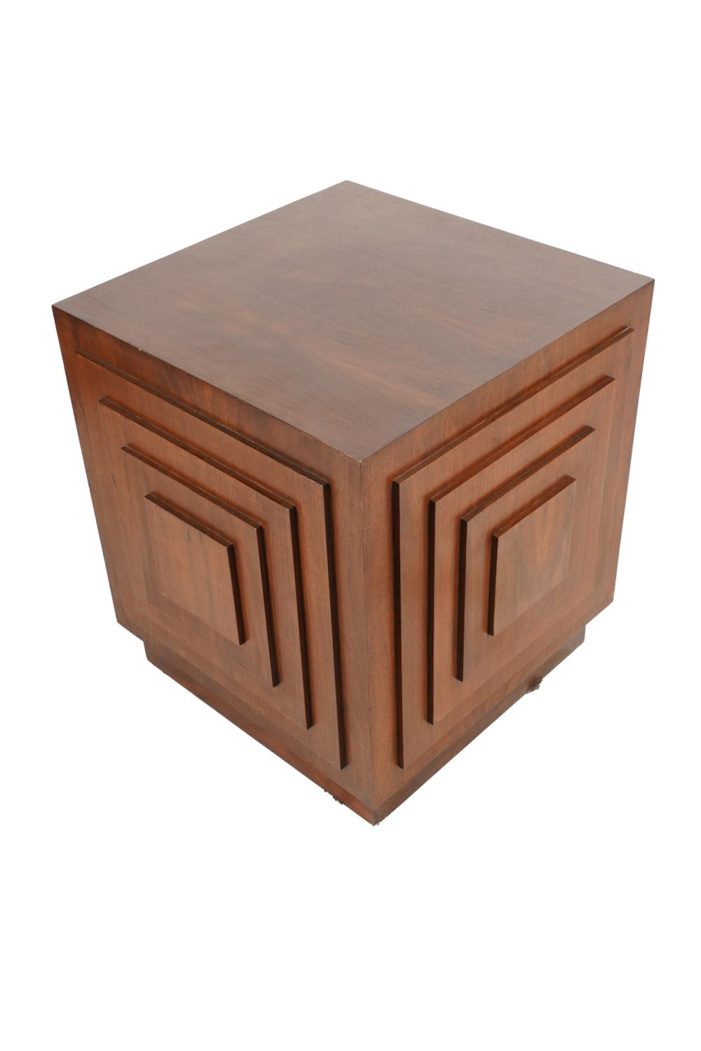 Appraisal: WALNUT PEDESTALin the style of Frank Lloyd Wright inches square