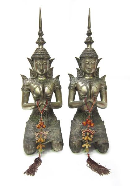 Appraisal: A PAIR OF METAL BALINESE GODESSES A PAIR OF METAL