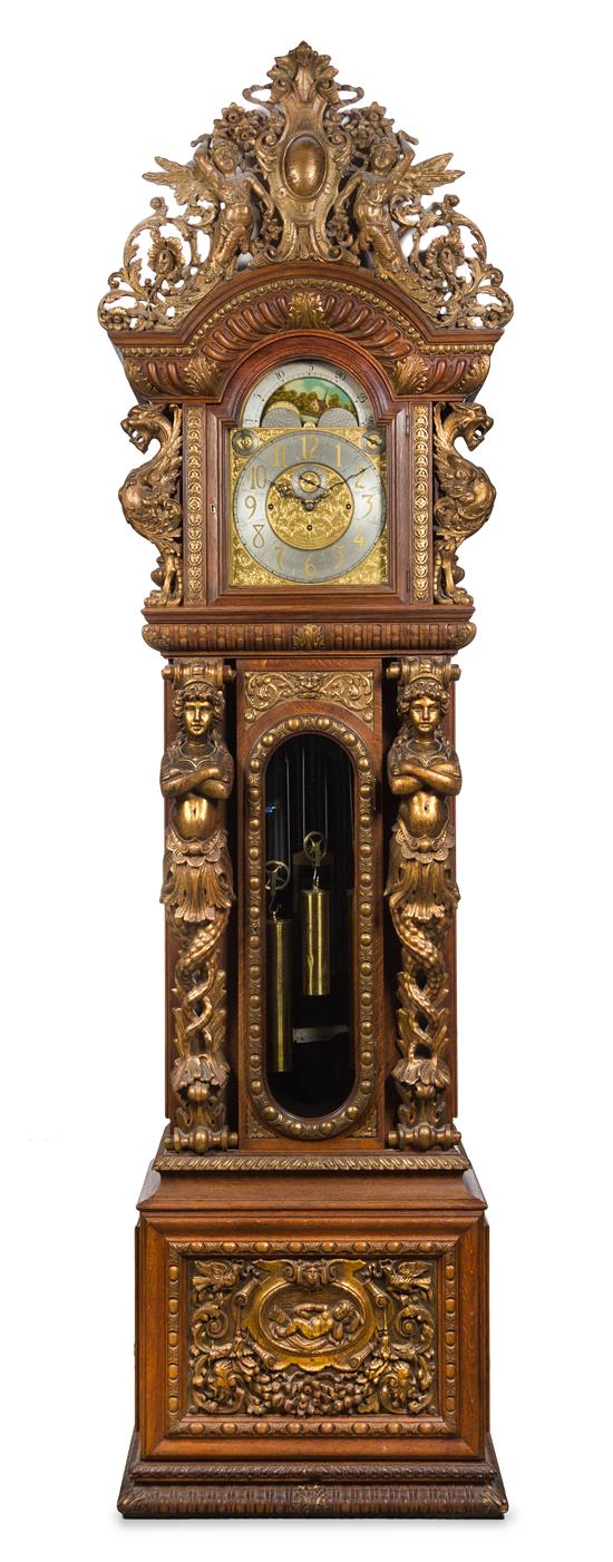 Appraisal: Sale Lot A Monumental Victorian Carved Oak Eight-Tube Case Clock