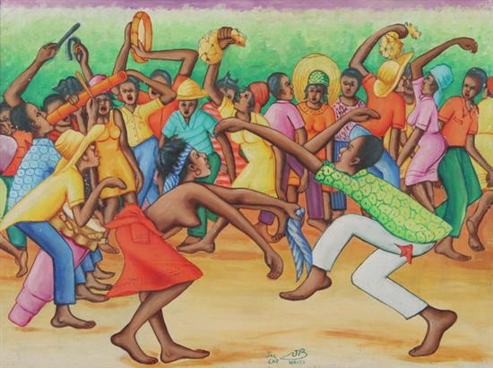 Appraisal: JACQUES JEAN-BAPTISTE Haitian th century DANCERS AND MUSICIANS signed and