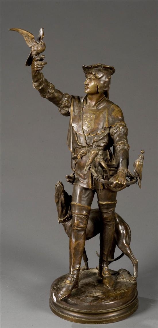 Appraisal: Picault Emile-Louis Fr - Fauconnier Cast bronze sculpture French Renaissance