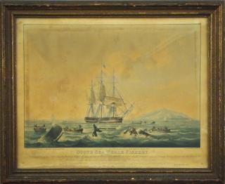 Appraisal: Whaling lithograph After William J Huggins English - Colored lithograph