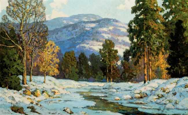 Appraisal: WALTER KOENIGER American - Mountains in Winter oil on canvas