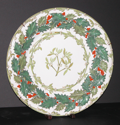 Appraisal: A Large and Beautiful Copeland Christmas Platter with Raised Holly