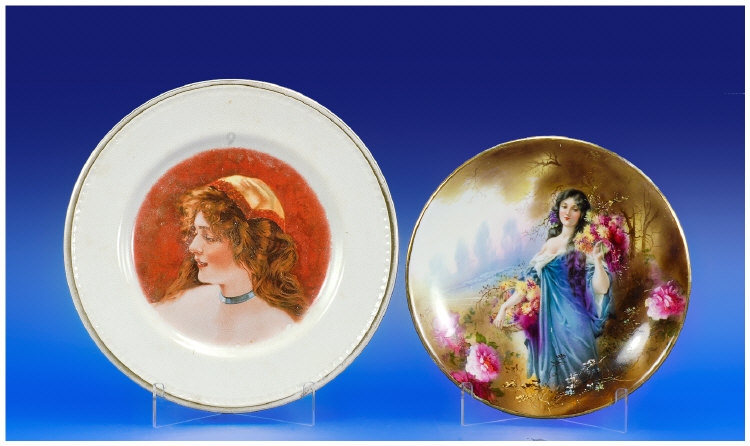 Appraisal: Two Decorative Plates of Art Nouveau Ladies one by Alfred