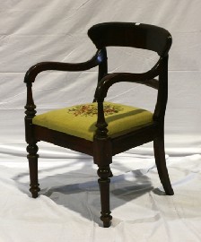 Appraisal: A George III style stained maple and needlepoint upholstered open