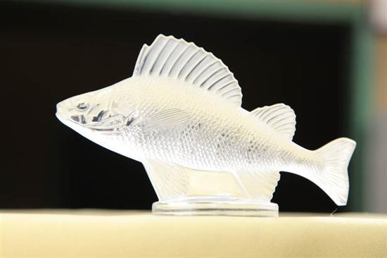 Appraisal: LALIQUE FIGURE Frosted glass perch on a clear base Engraved