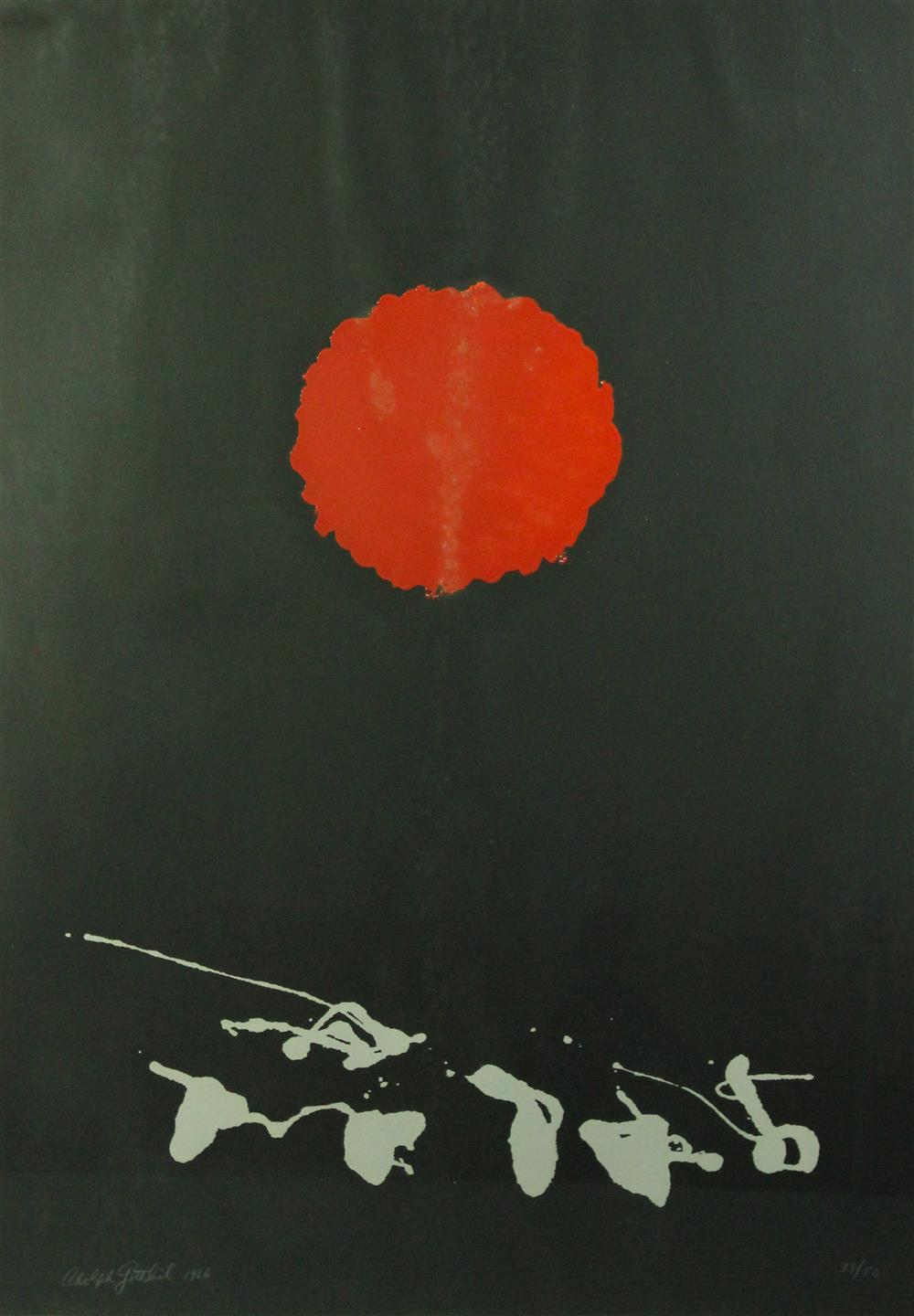 Appraisal: ADOLPH GOTTLIEB AMERICAN - BLACK GROUND - RED DISC Color