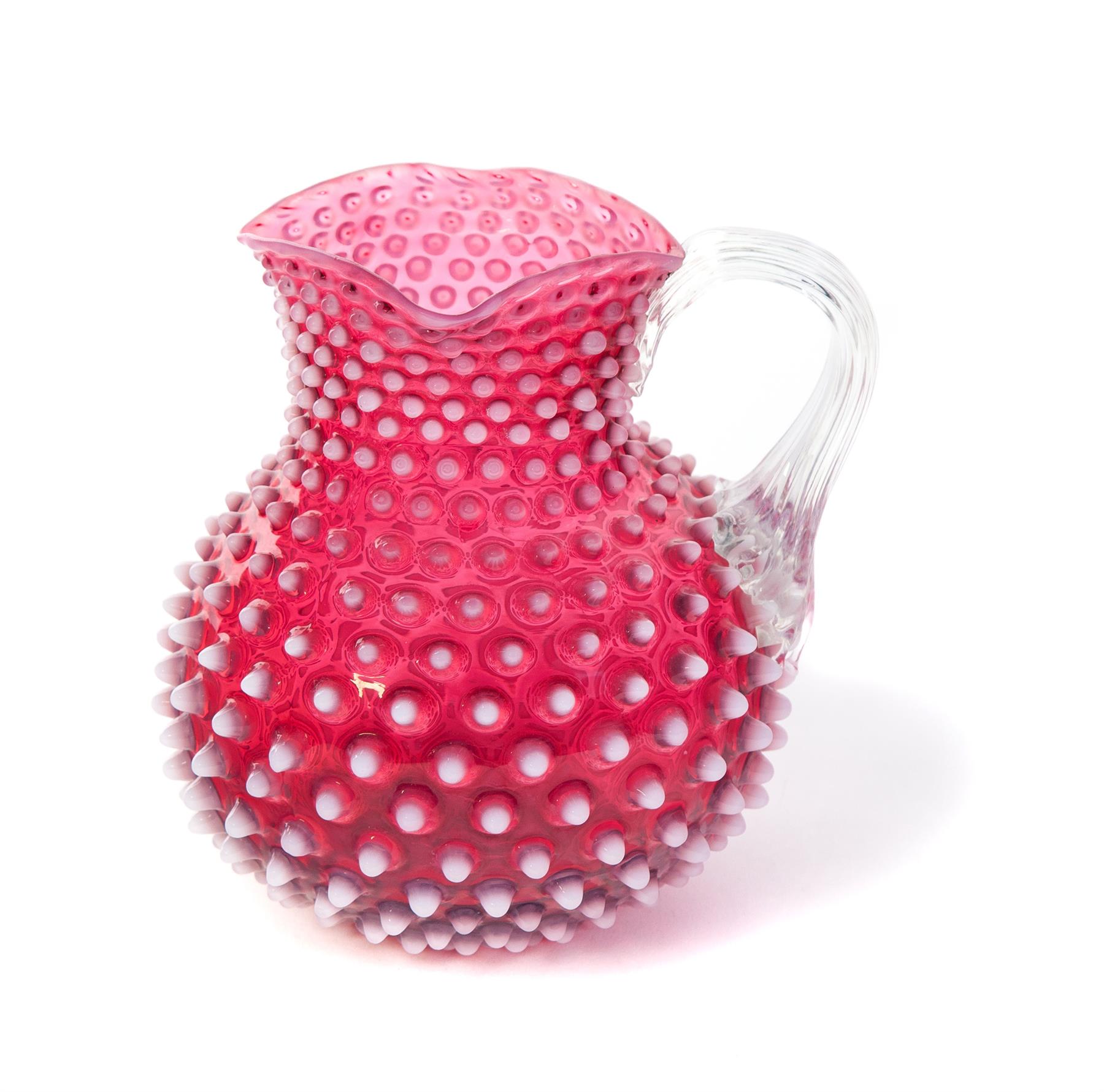 Appraisal: HOBBS CRANBERRY OPALESCENT HOBNAIL PITCHER Wheeling W Va th quarter-