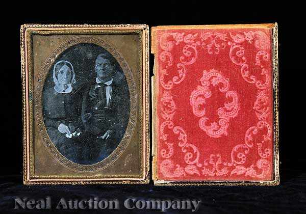 Appraisal: Cased Image a half-plate daguerreotype of Evan and Nancy W