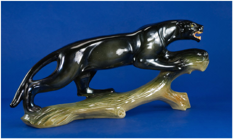 Appraisal: Jema Dutch Large Black Lustre Panther Figure inches in height