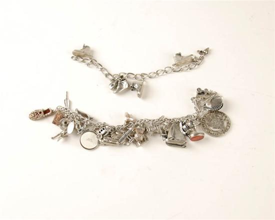 Appraisal: Two Sterling Charm Bracelets link bracelets one with many varied