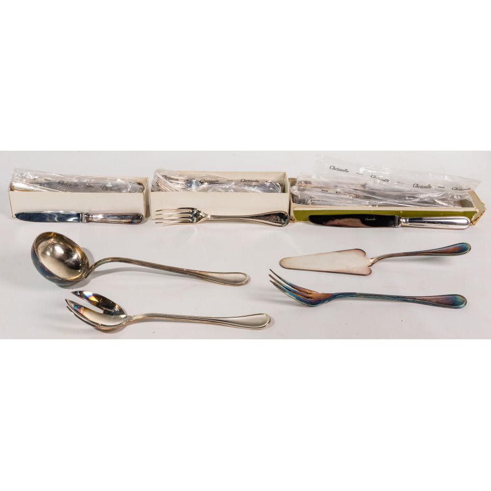 Appraisal: CHRISTOFLE ALBI SILVERPLATE FLATWARE COLLECTION pieces including -inch dinner knives