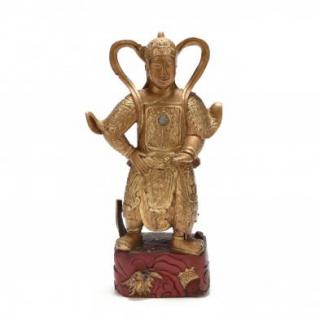 Appraisal: Large Chinese Gilt Lacquer Warrior Figure Qing dynasty - may