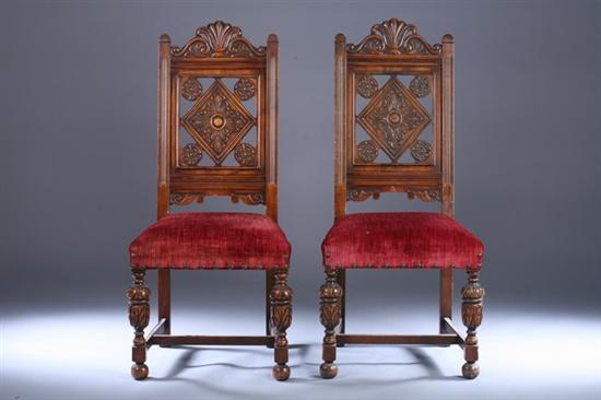 Appraisal: SET SIX RENAISSANCE REVIVAL CARVED MAHOGANY DINING CHAIRS MATCHING THE