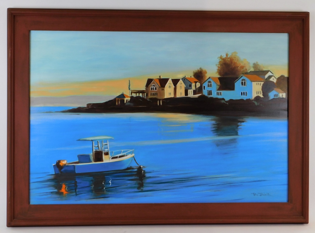 Appraisal: RON G DABELLE HARBOR SUNRISE PAINTING Rhode Island ContemporaryDepicts a