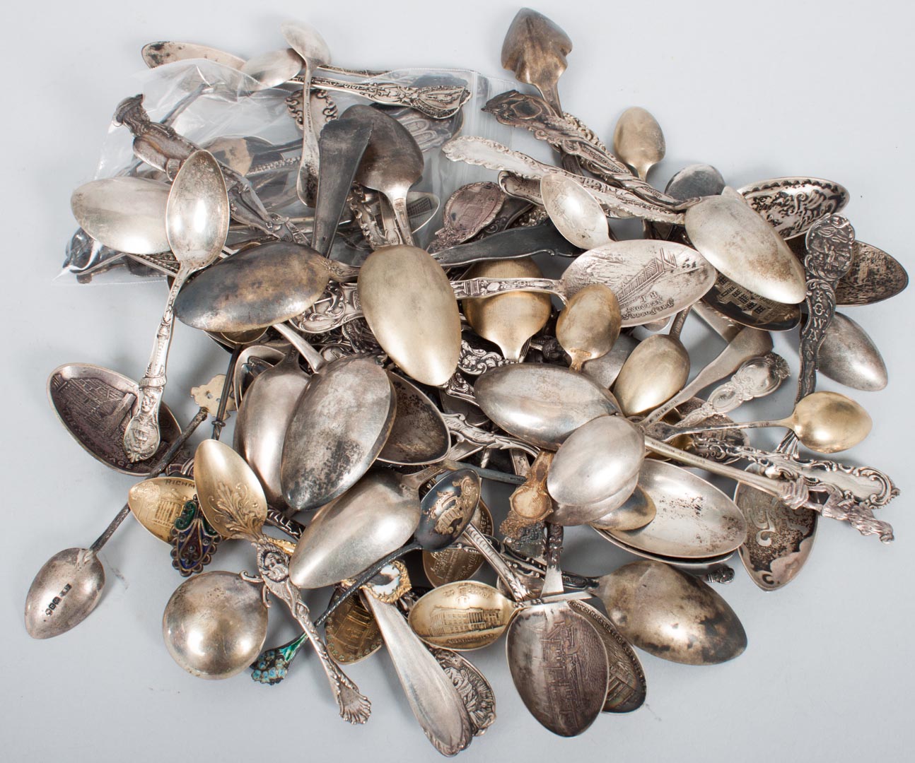 Appraisal: Sixty-one sterling silver souvenir spoons American and Continental souvenir spoons