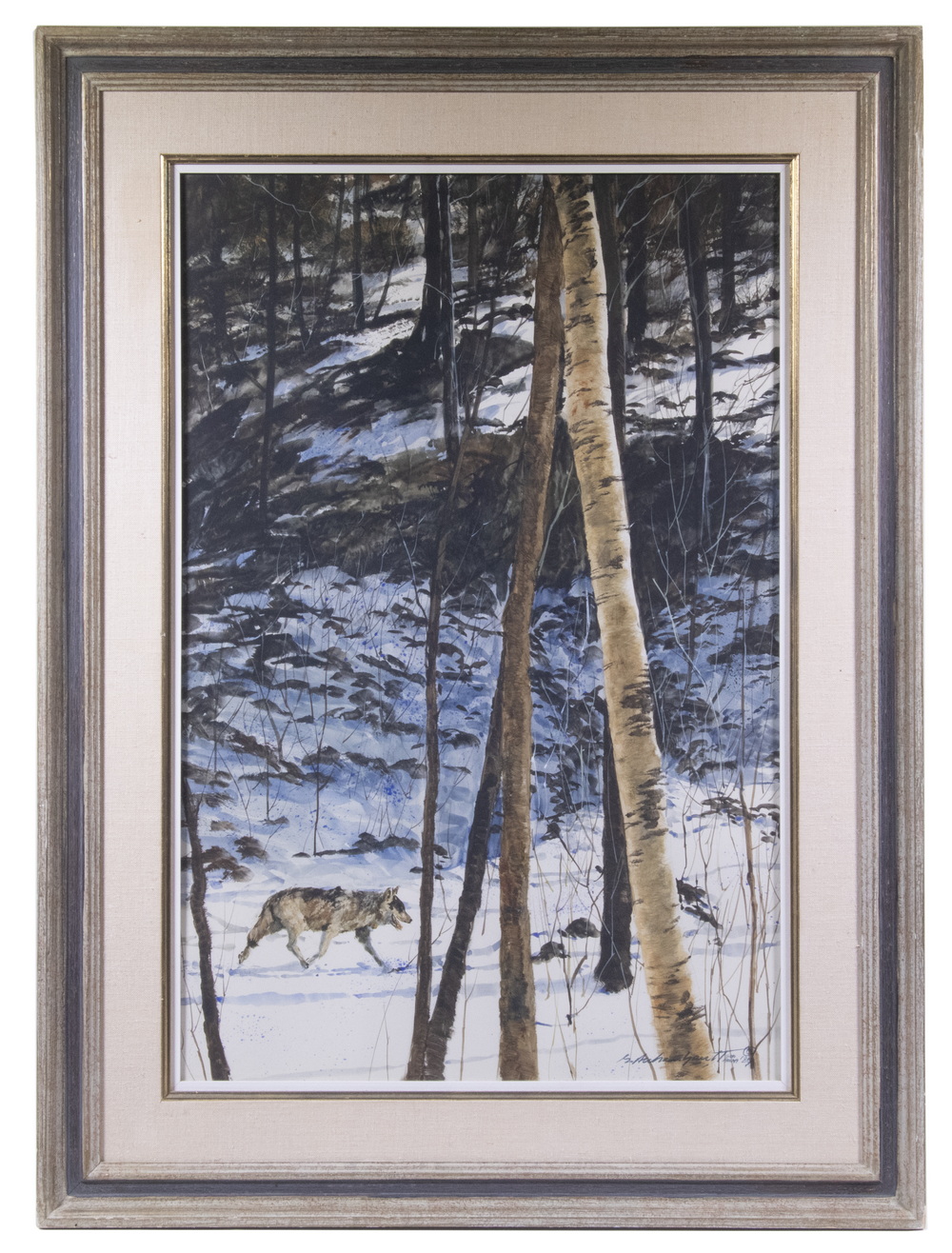 Appraisal: GILLES ARCHAMBAULT CANADA - Wolf on the Hunt watercolor on