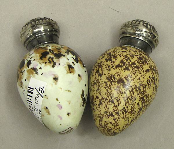 Appraisal: Two Victorian silver mounted ceramic egg form scent bottles silver