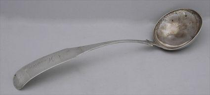 Appraisal: AMERICAN COIN SILVER PUNCH LADLE Unmarked the curved fiddle handle