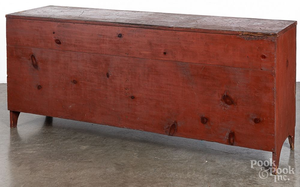 Appraisal: Large painted pine lift lid bin th c Large painted