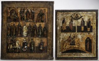 Appraisal: Two Russian Icons a three-part icon depicting St George to