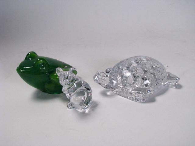 Appraisal: Three Signed Daum Crystal Animal Figures including '' high frog