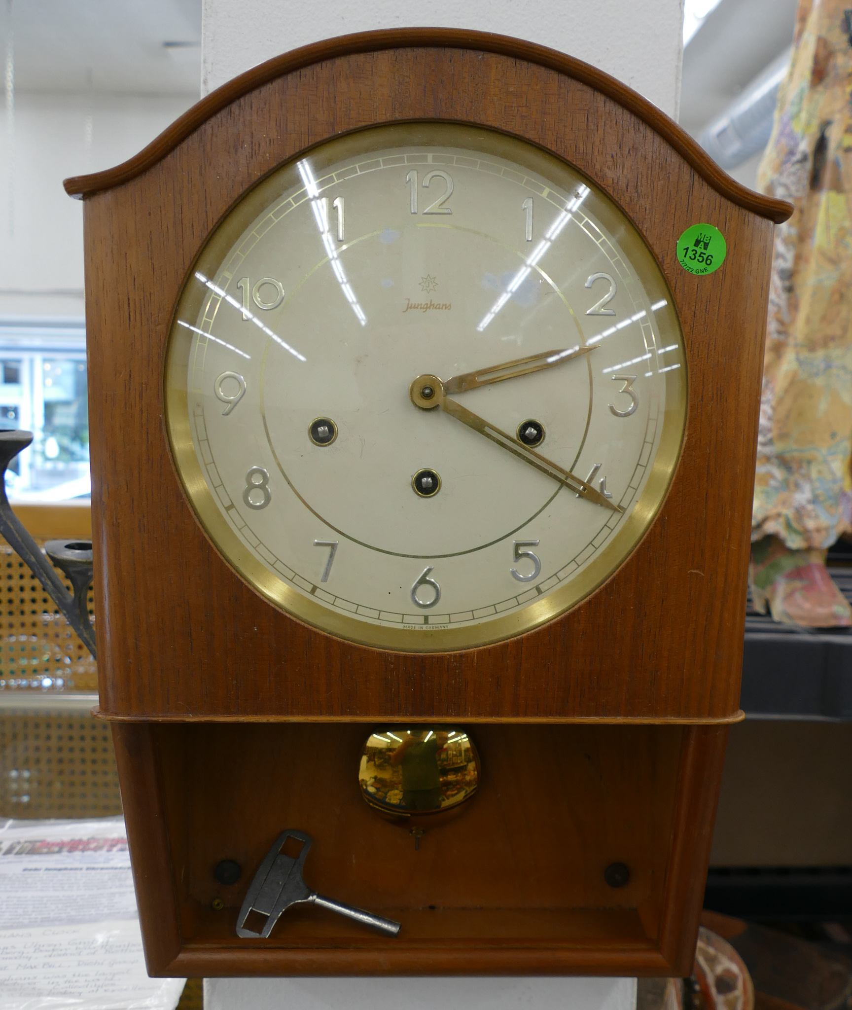 Appraisal: Vintage Junghans Wood Wall Clock ''