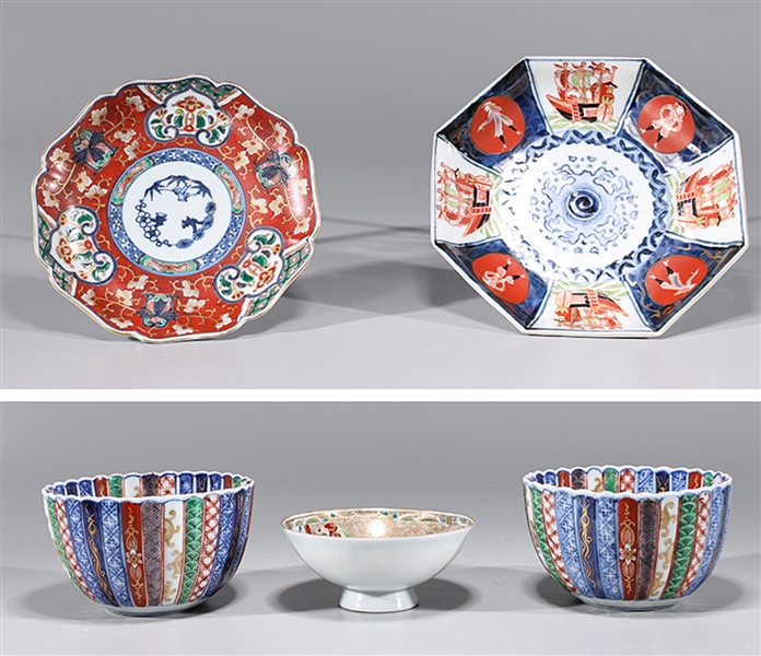 Appraisal: Group of five assorted Japanese famille Imari and other porcelains